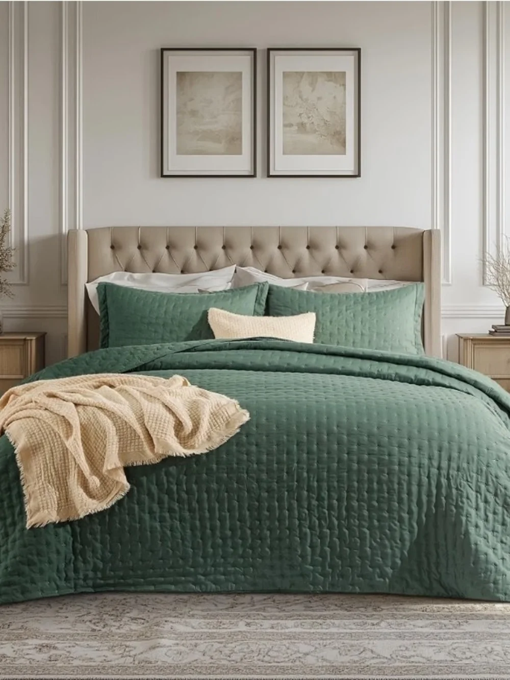 Bedsure Cal King Quilt Bedspread, Thin Comforter, Dark Green Coverlet All-Season